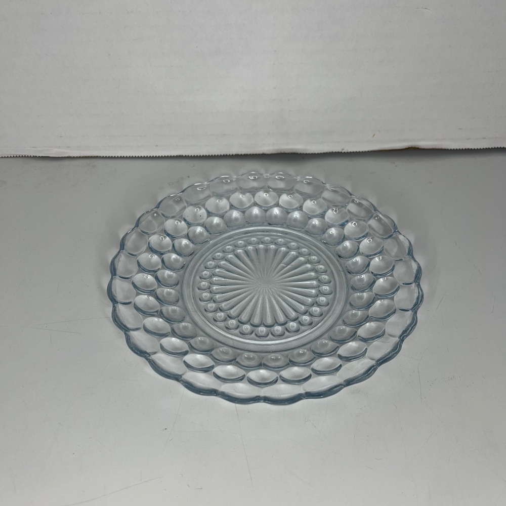 Anchor Hocking Glass 1940’s Light Blue Bubble Salad/ Bread Plate 6.5” EXCELLENT